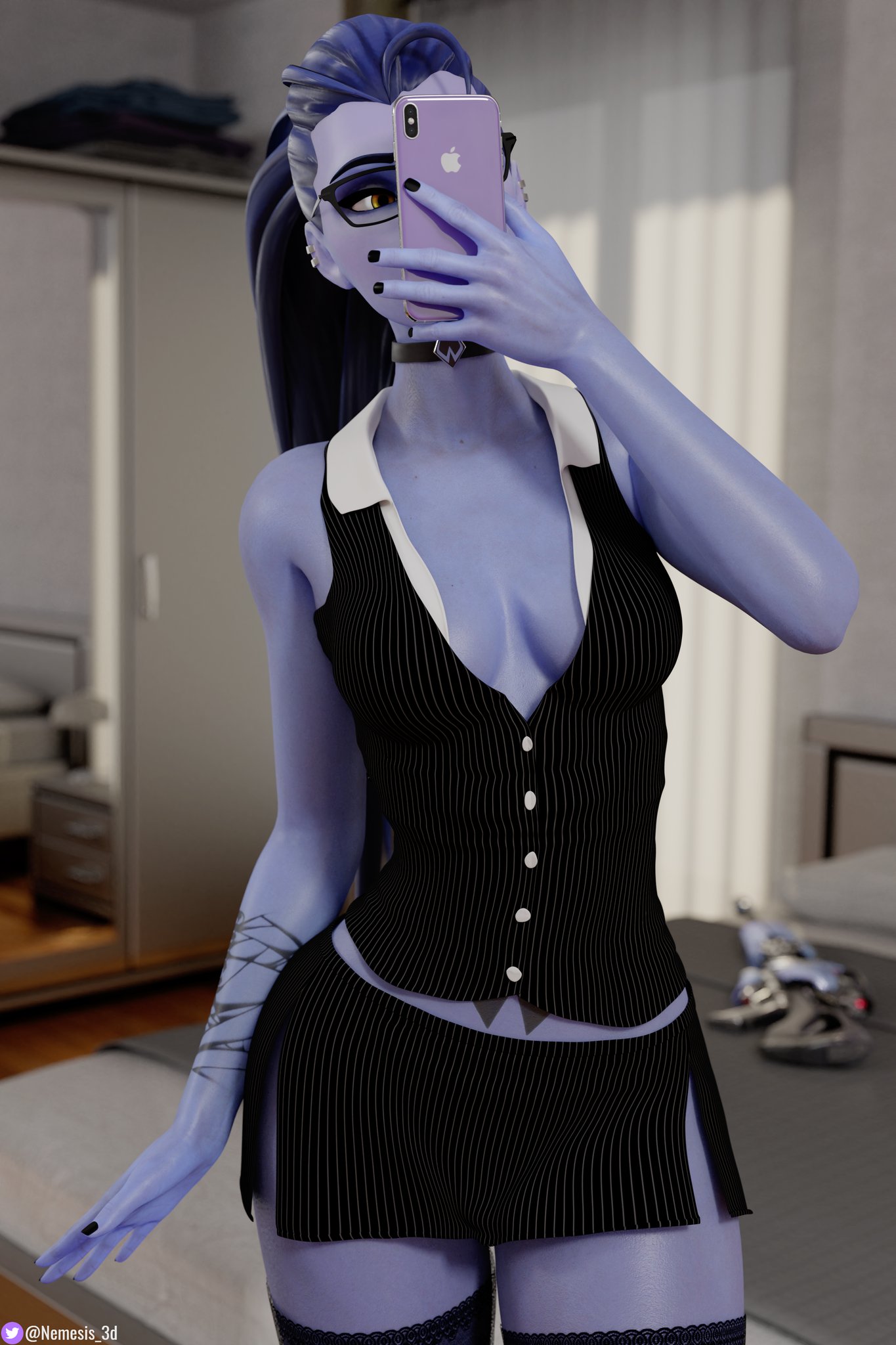 💜🖤Widow suit selfie📱
"Going undercover in an office for an assassination!😘 I think this outfit is too sexy tho! Lmao😂"
Also a nakey version just because😏
⬇️Download in 4k here⬇️
https://t.co/tCiLKC6F5w
#Overwatch #Widowmaker #NSFW https://t.co/7RbzZYl9r5