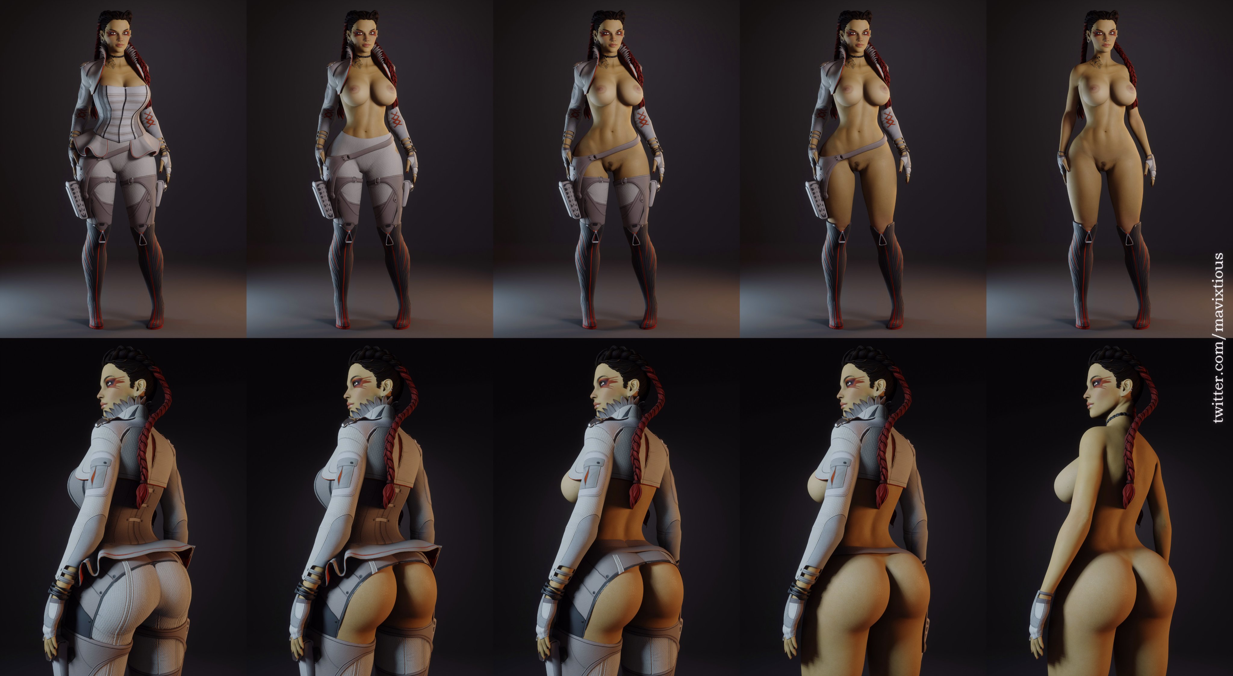 Loba (Apex Legends) . Yes, her ass is that big, I kept her proportions. And for some reason the guys who made her, made it super easy to cut that part of her pants to reveal her ass (2nd row, pic 2 I mean). https://t.co/GXjrPc3fwe