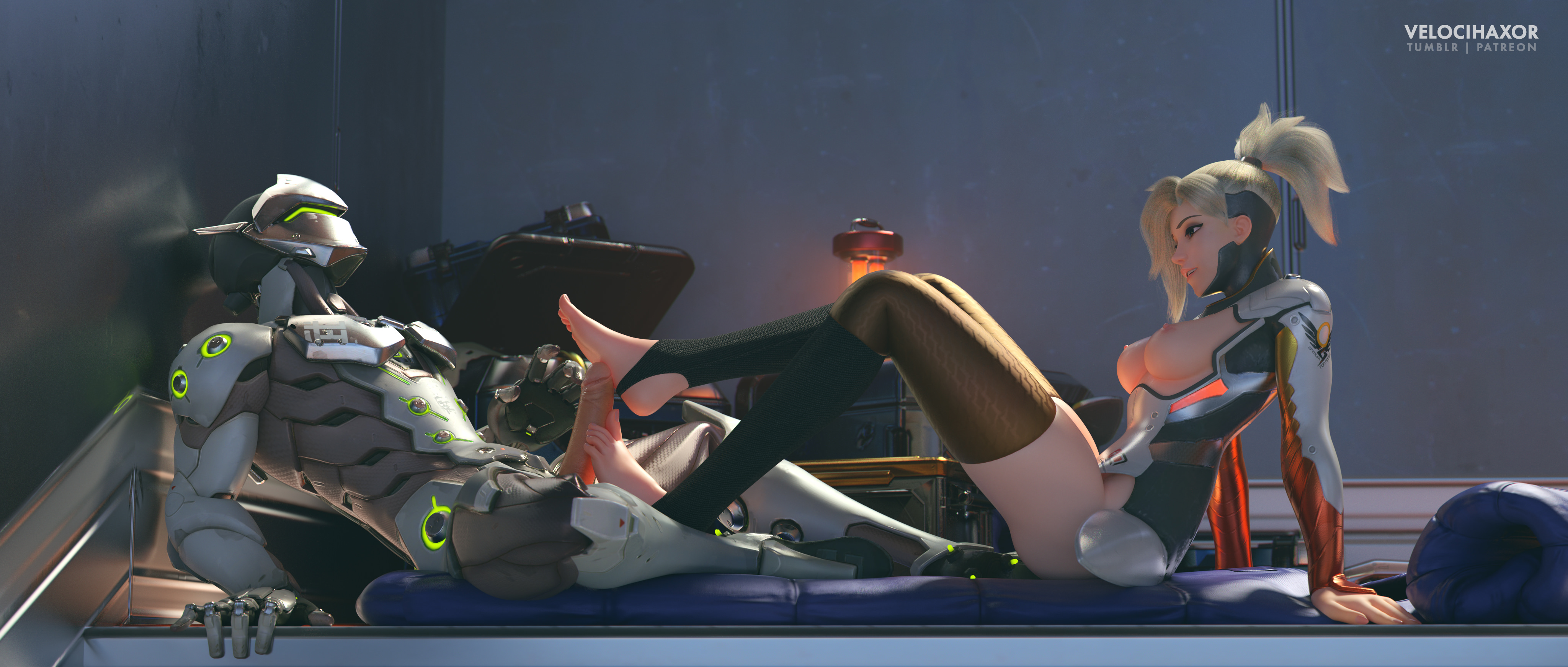 velocihaxor: Mercy and Genji’s post-mission de-stress part VI-b + recap (The finale?!) Links 4K+: Dropbox / Imgur Patreon Full Set: Imgur RE: Tumblr-pocalypse You already know what’s up. Discord: Velocihaxor#6969 Fritz’s Discord server: discord.gg/6peu8Jk I’ll be primarily posting stuff on my recently revived reddit account. (Well… in the future) Reddit: reddit.com/user/_velocihaxor Patreon: patreon.com/velocihaxor Aaand to a lesser extent: Twitter: twitter.com/velocihaxor I use twitter for non-smut stuff so…… This will be the final image of the set. And most likely the final post on tumblr. Goodnight, sweet prince. ‘Twas a good 7-ish months Automated/Scheduled evening reboob