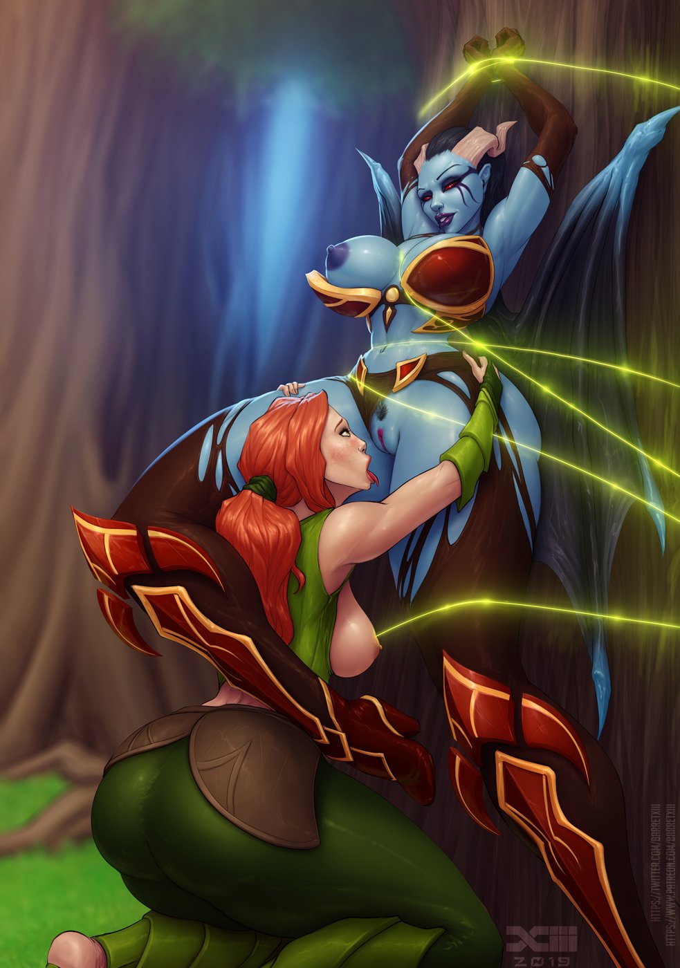 New "Deleted Scene"!
Lyralei the Windranger has ensnared the Queen of Pain, Akasha. But who's the dominant one here...
#rule34 #dota2 https://t.co/Q1sJeUDSeJ