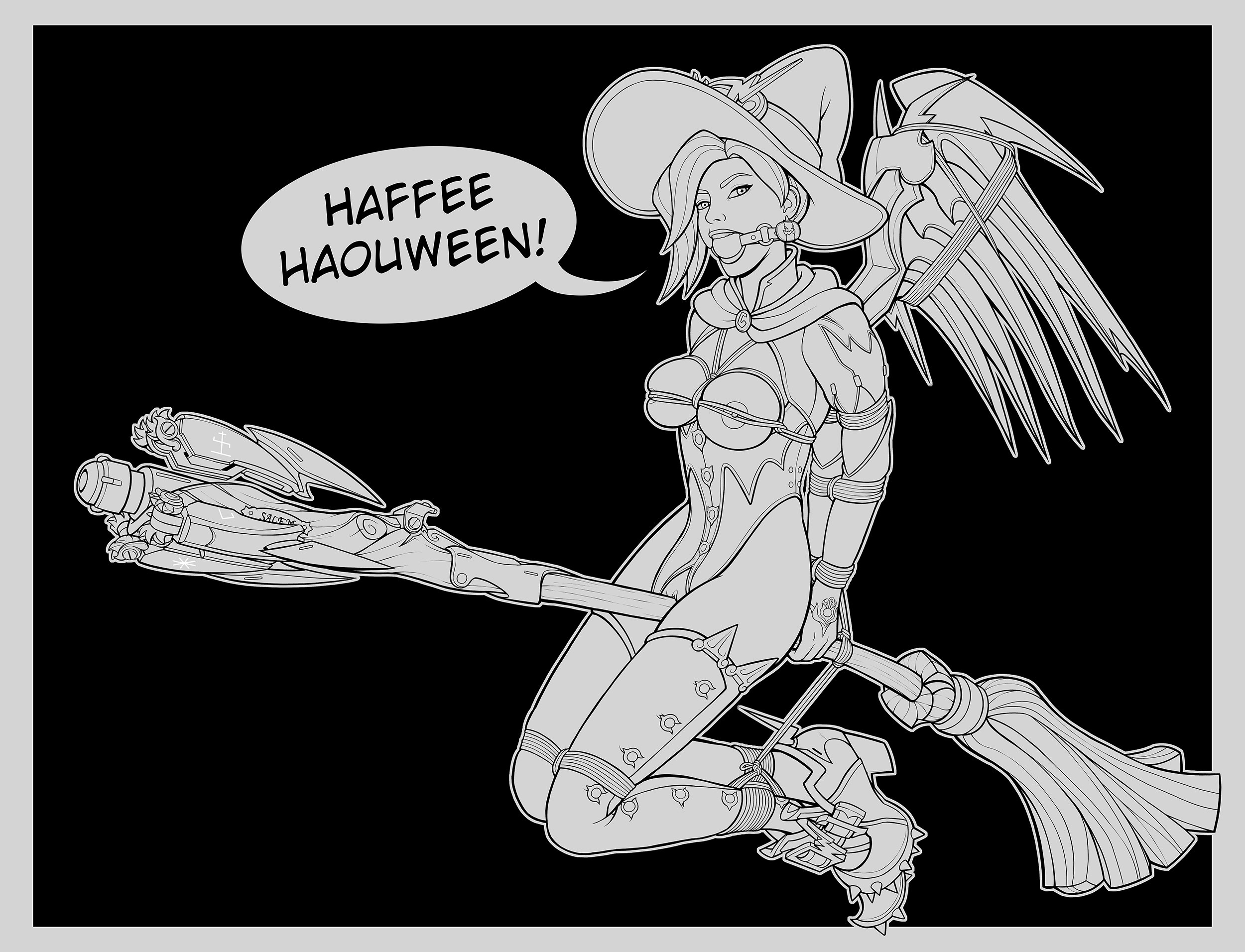 A little late and I didn't have time to do any kind of coloring but here's day 31 of Kinktober, Mercy in her Witch skin from Overwatch.
I hope everyone had a safe and fun Halloween! :) https://t.co/5Xg1T886dY