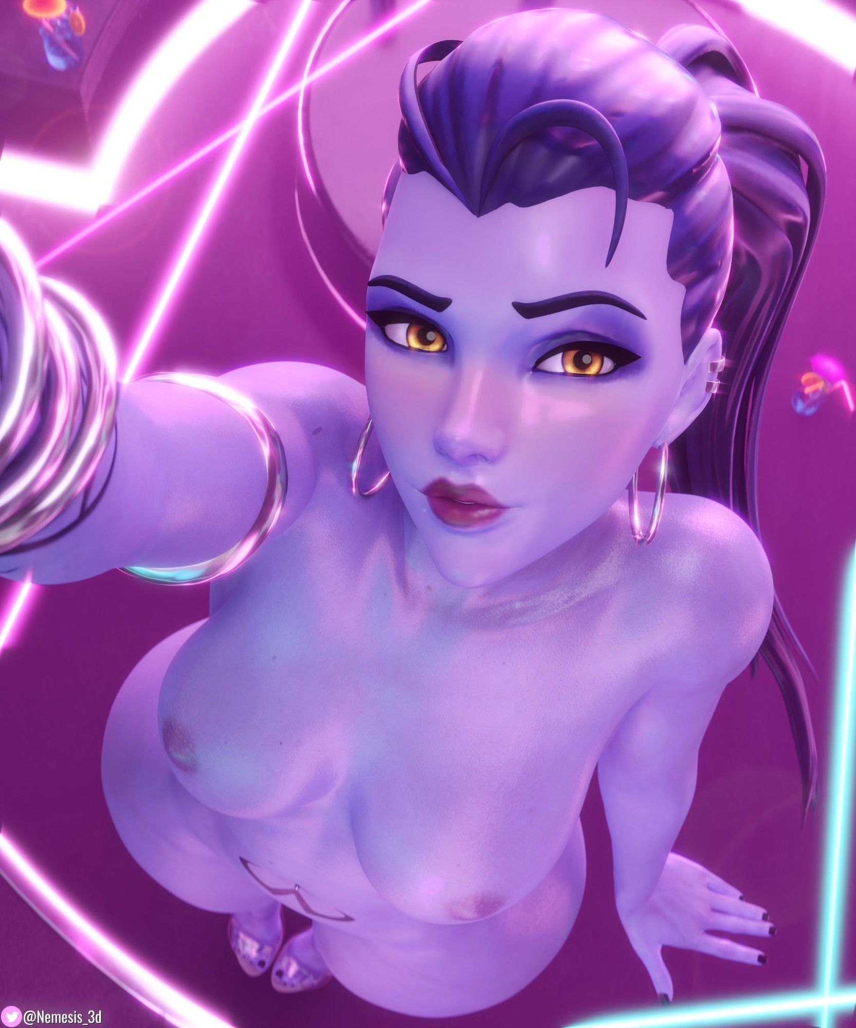 💜Widow's club selfie!👠📱
My club Widow brainrot continues with her taking a cute and nakey selfie!
#Overwatch #Widowmaker #NSFW
