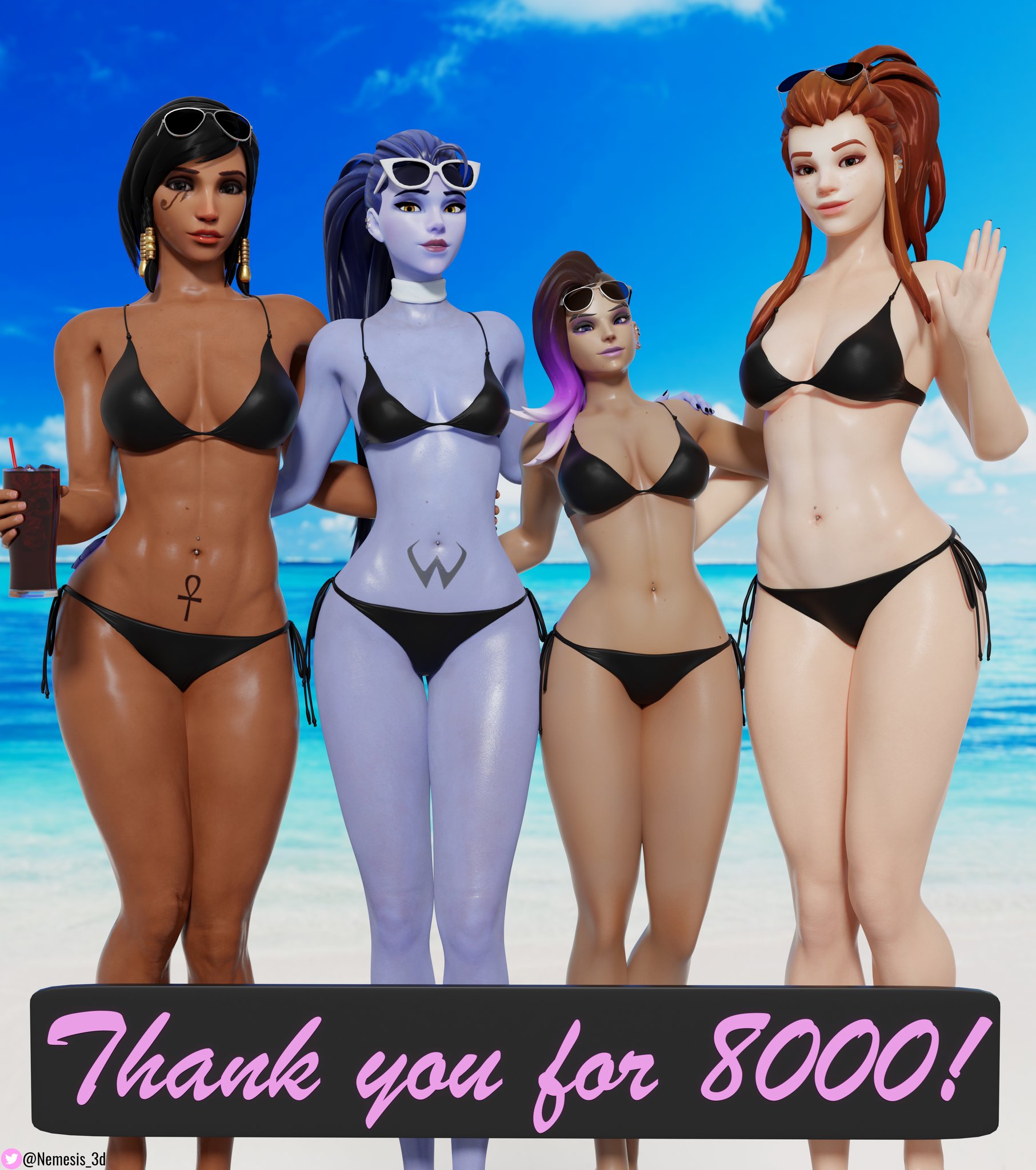 🖤8000 followers special bikinis!🌸
Thank you all so much for 8k!🥰
I couldn't come up with anything original so... More bikinis!👙
In your choice of pink or black!
⬇️Download in 4k here⬇️
https://t.co/pMe6yWjKcS
#Overwatch #Pharah #Widowmaker #Sombra #Brigitte #Pinup https://t.co/WGqRQCXs8M