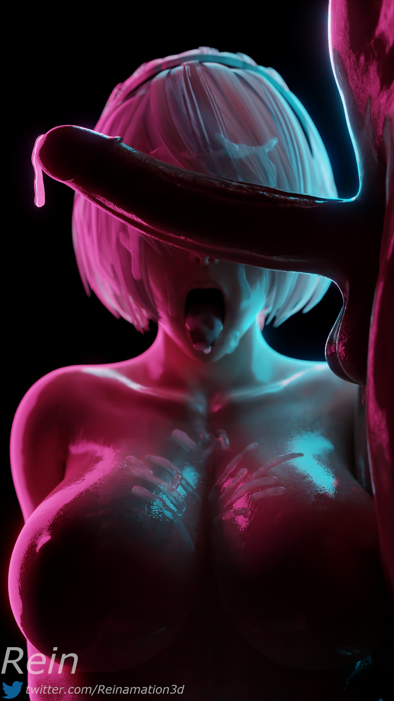 2B worshiping a dark-skinned male's cock