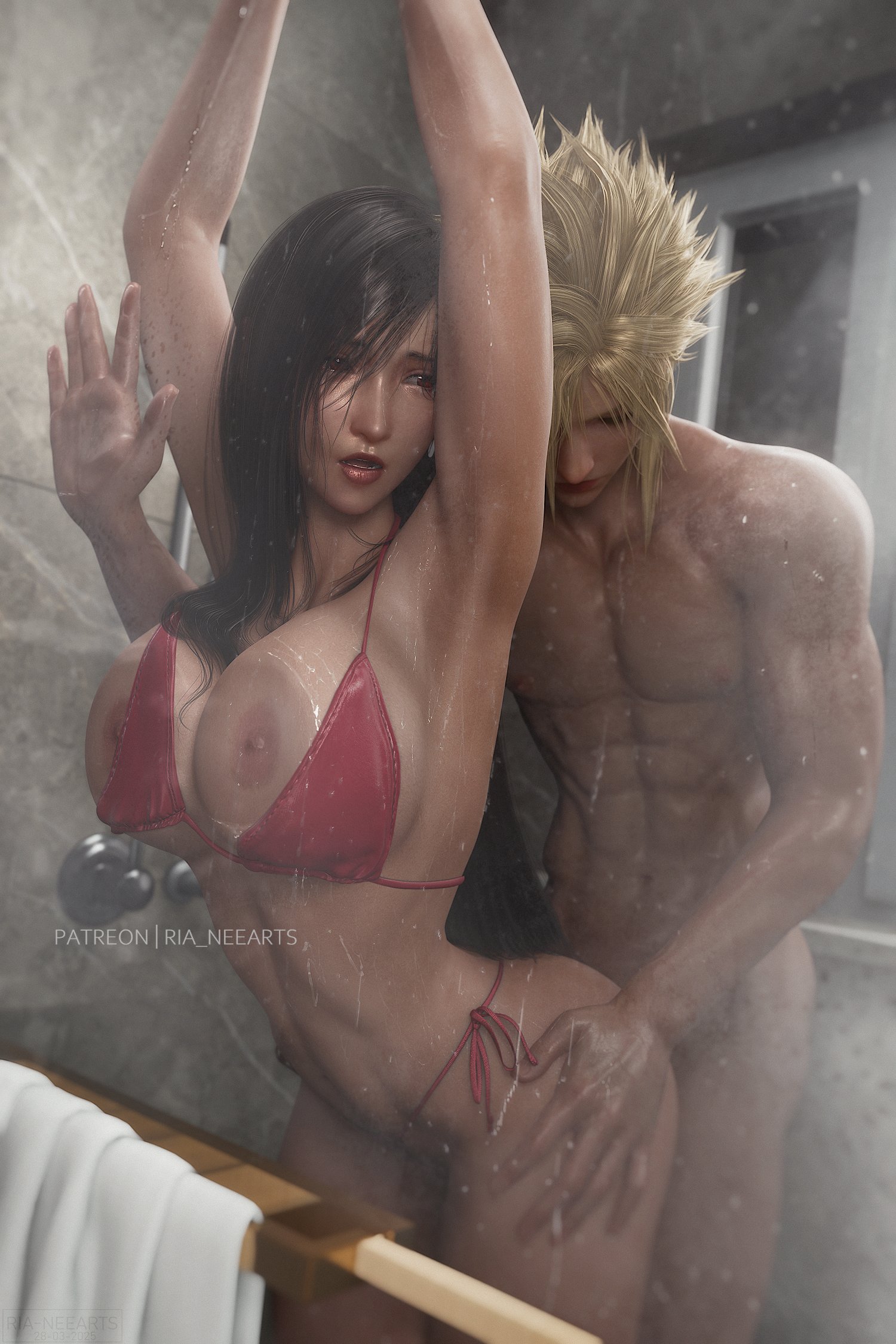 Tifa and Cloud - Shower sex