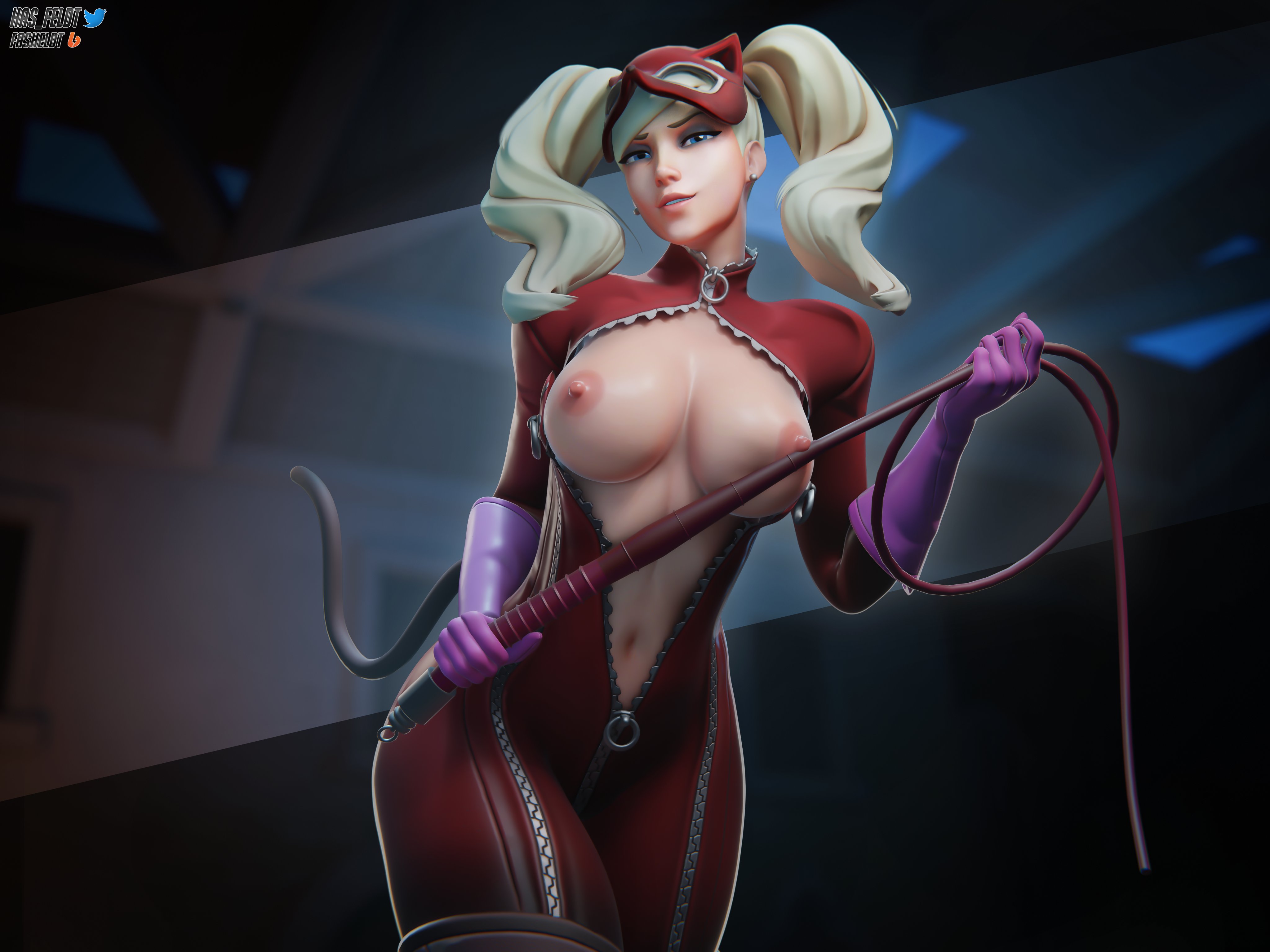 Ann Takamaki showing off her tits in cosplay