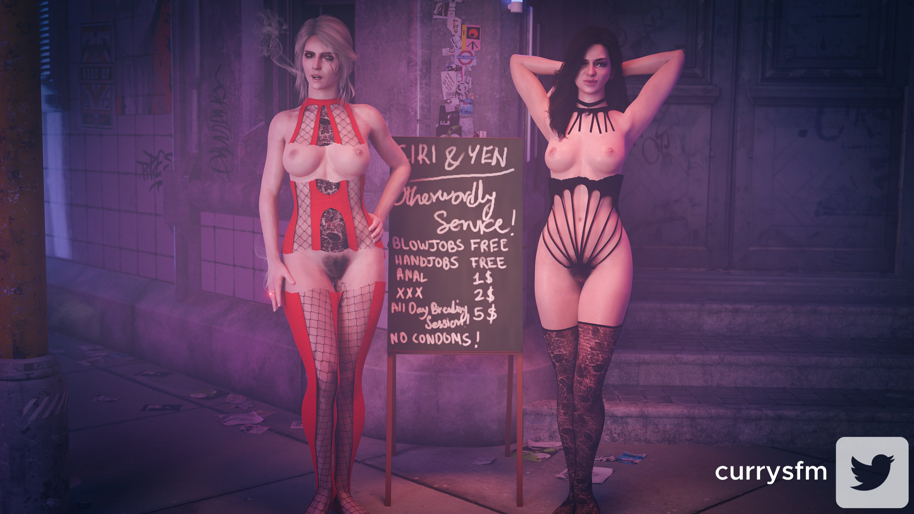After the defeat of the Wild Hunt, Ciri and Yennefer could live life as they've always wanted to, as whores. So they teleport to earth and offer their services for basically nothing. π
Anonymous Commission
Ciri by @LBreastish
Yen by @merade3d https://t.co/kAd3bha5XR