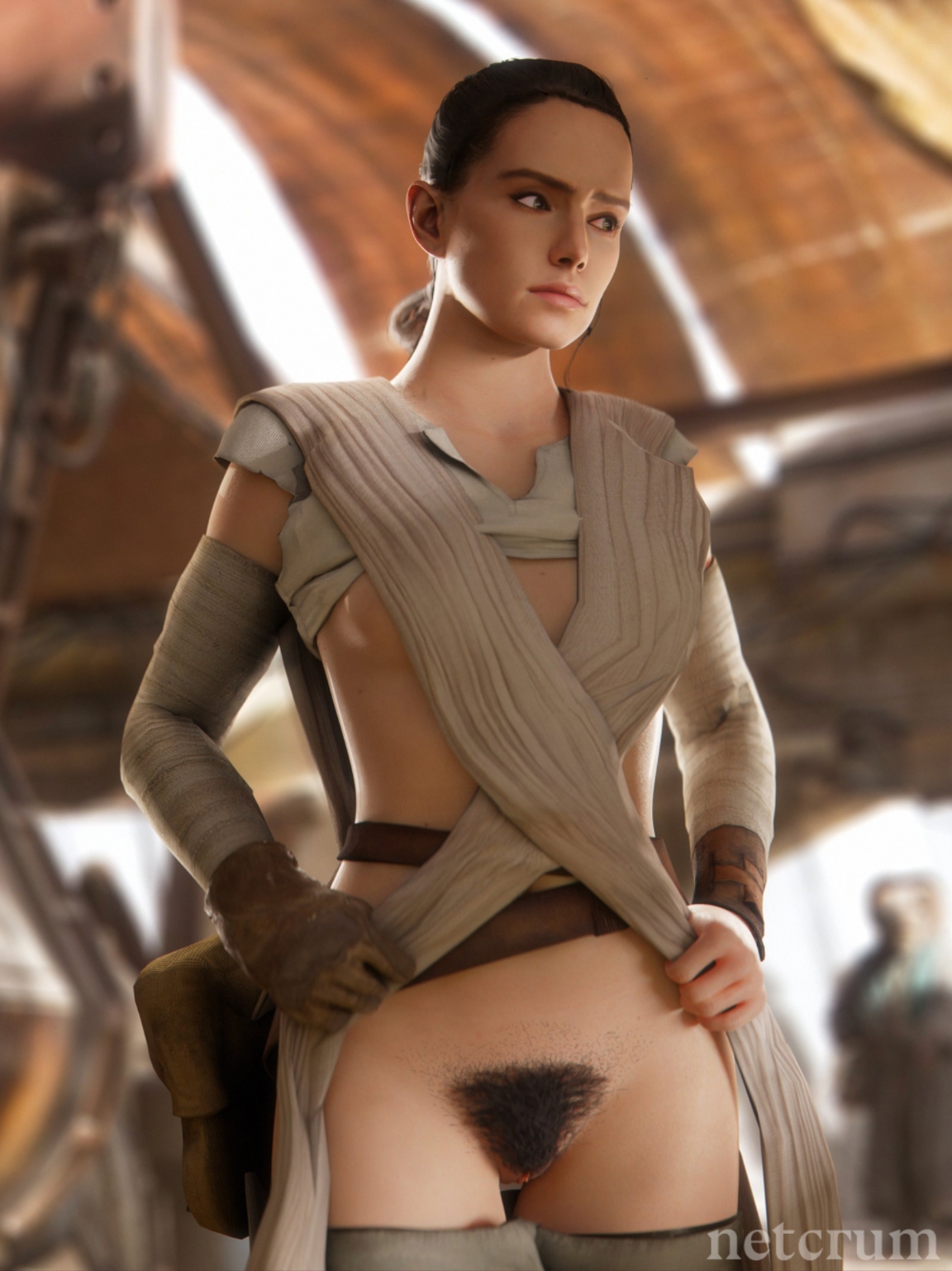 Rey presenting her pussy outdoors
