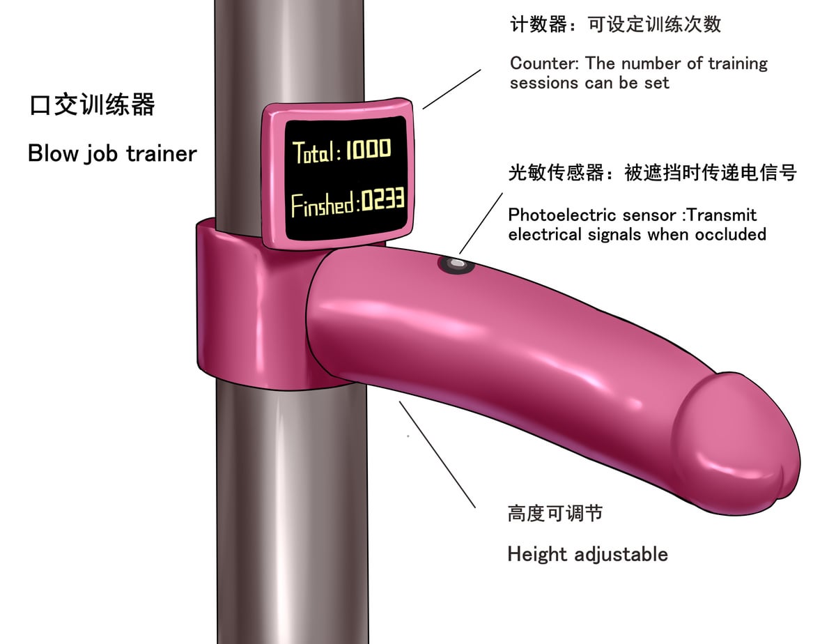 You need to learn how to give proper blowjobs. So, you're going to spend some time on the blowjob trainer while I'm away all day today.