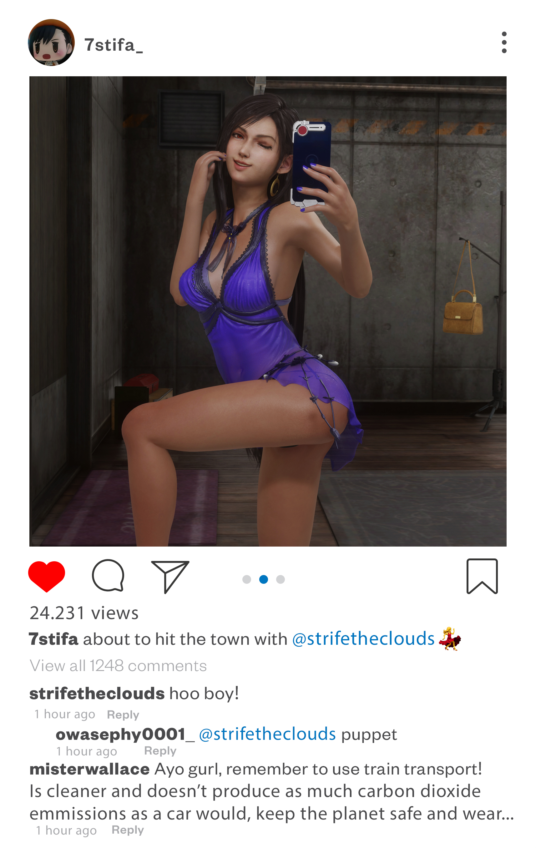 Tifa really likes her new dress.
#FinalFantasy7Remake #TifaLockhart #blender3D #FF7R https://t.co/Pu9it2K8iv