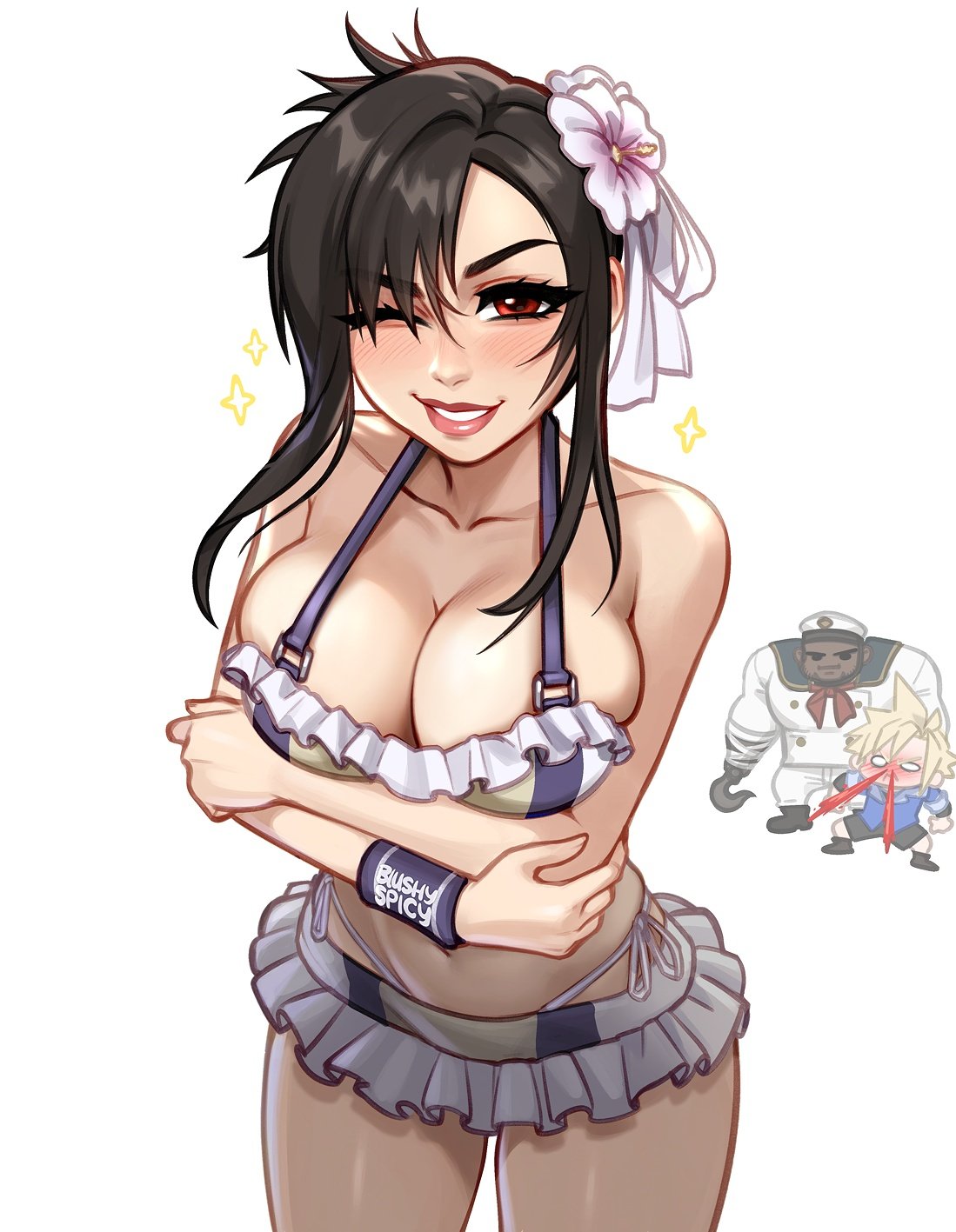Tifa Lockhart in a swimsuit looking at the viewer