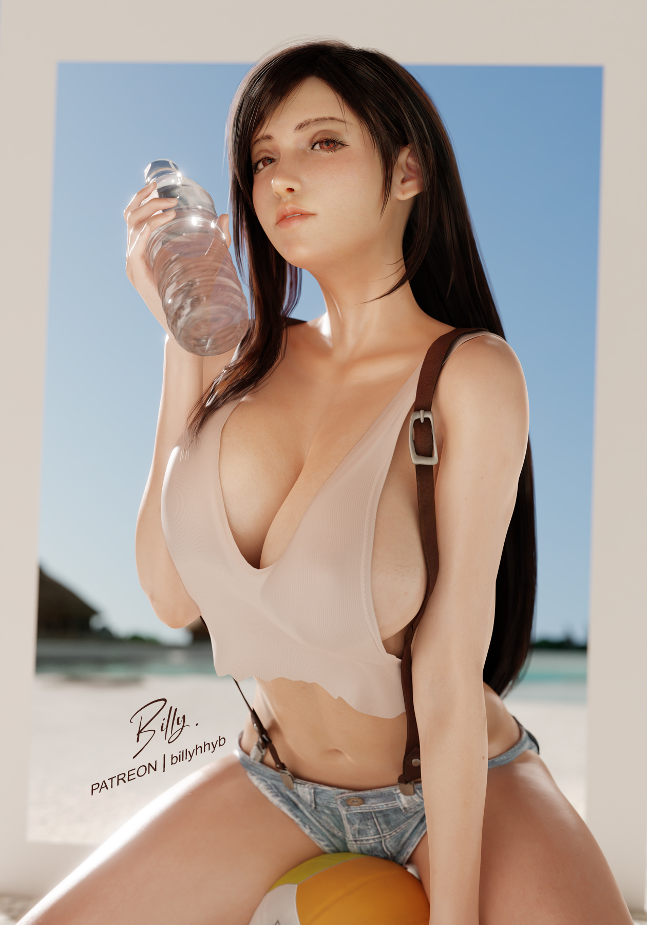 Tifa Lockhart posing on the beach