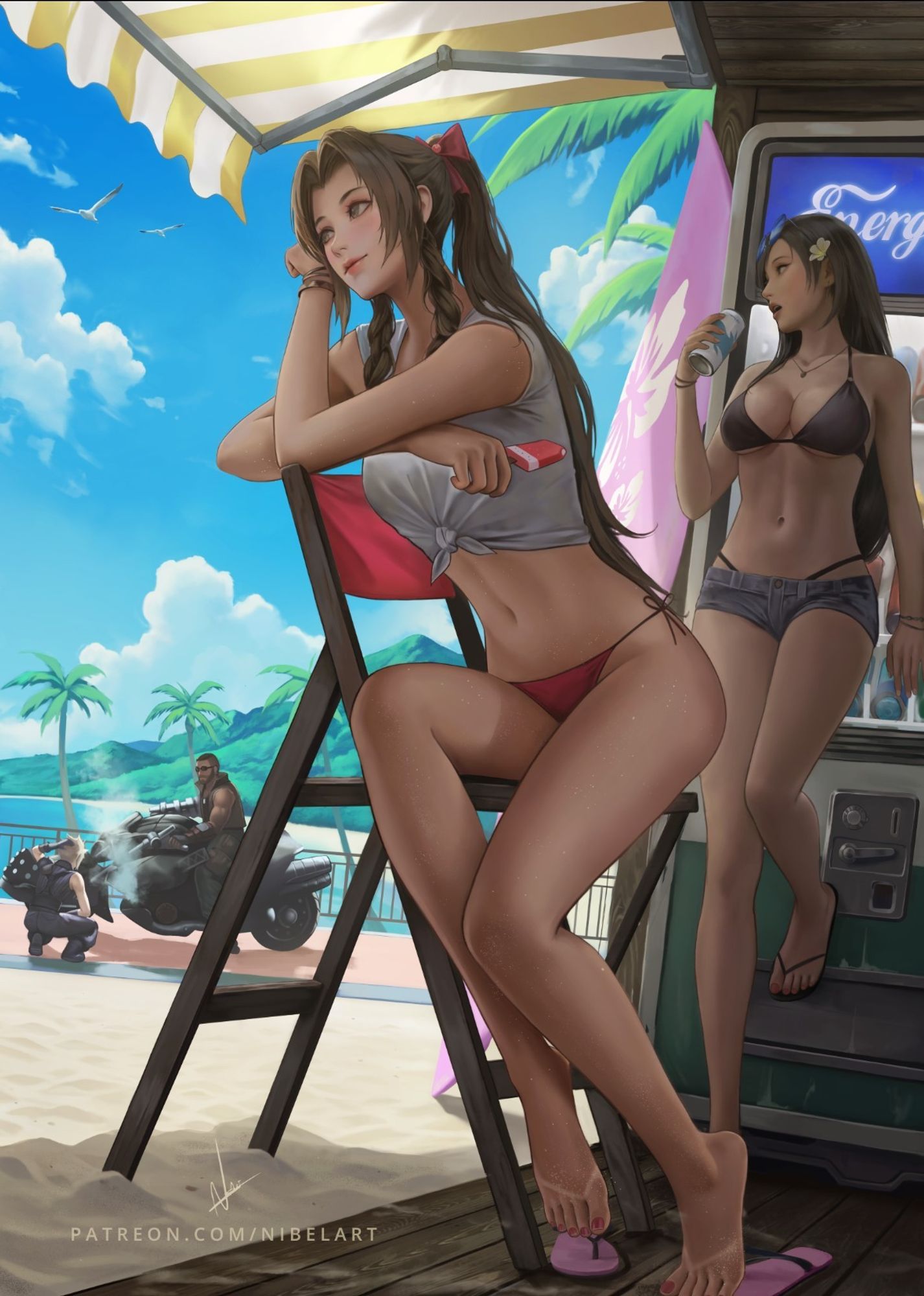 Aerith & Tifa Beach Party 2! 🌴🌞 #ff7 #FFVII #FF7R