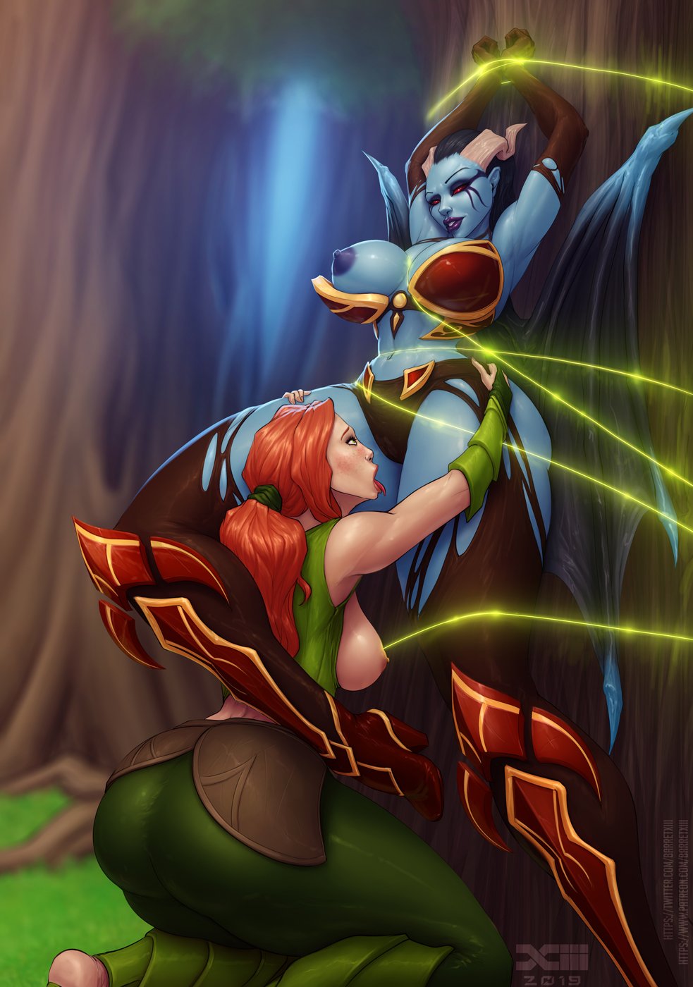 New "Deleted Scene"!
Lyralei the Windranger has ensnared the Queen of Pain, Akasha. But who's the dominant one here...
#rule34 #dota2 https://t.co/Q1sJeUDSeJ