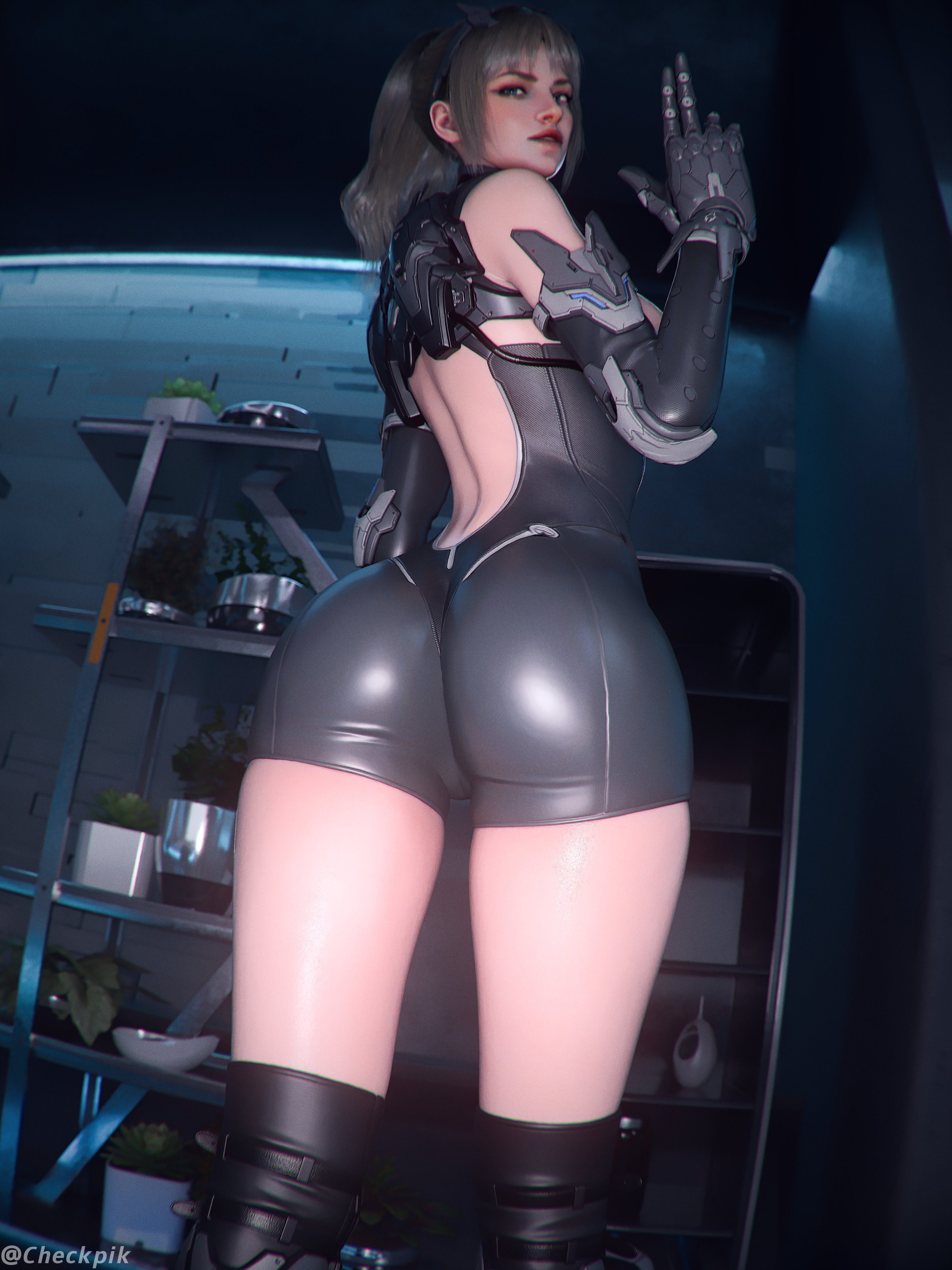 Ines showing off her big ass in a skimpy outfit