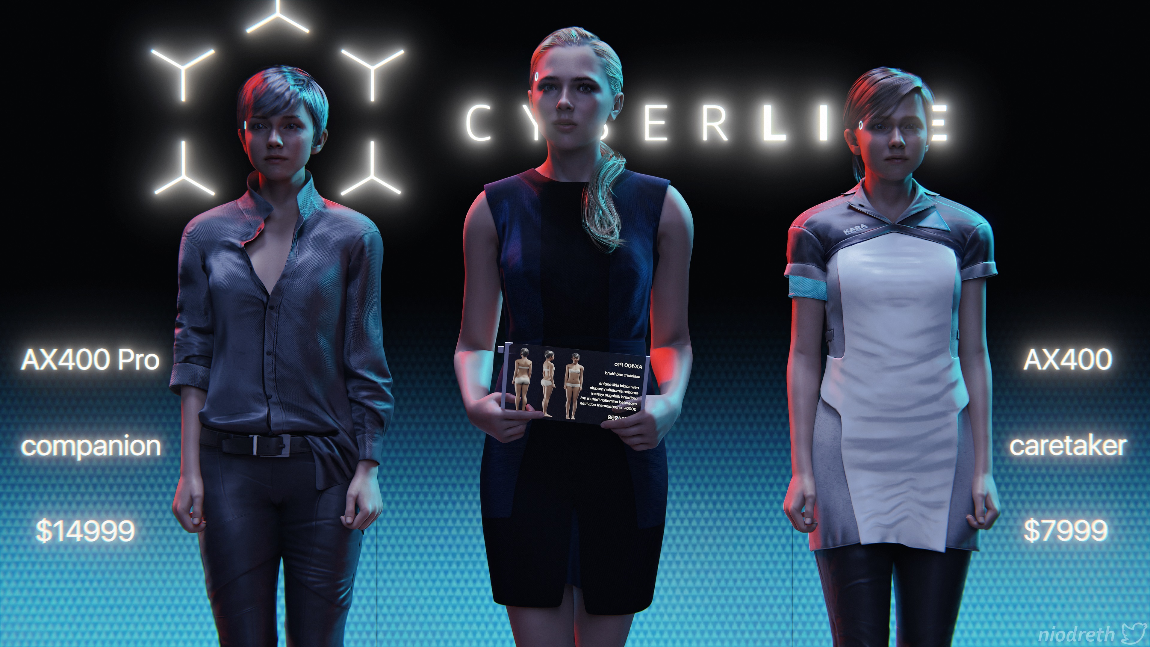 Cyberlife is happy to introduce new android models.
Chloe posed with original game bones
models by @Wolfy3D & https://t.co/JUY2nUOkZv
HQ: https://t.co/hIElkDChfq https://t.co/pJxZoWC3py