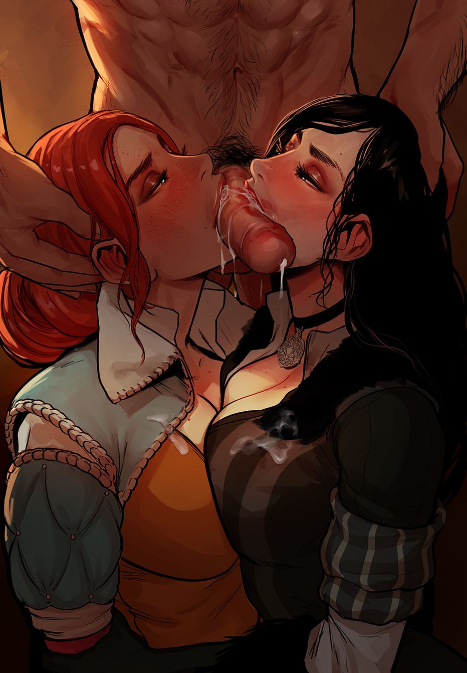 Geralt's best ending! Yennefer and Triss tied in last month's poll... So i did this =3 https://t.co/5ZLzxZFiTJ https://t.co/aIYmUEGAwm
