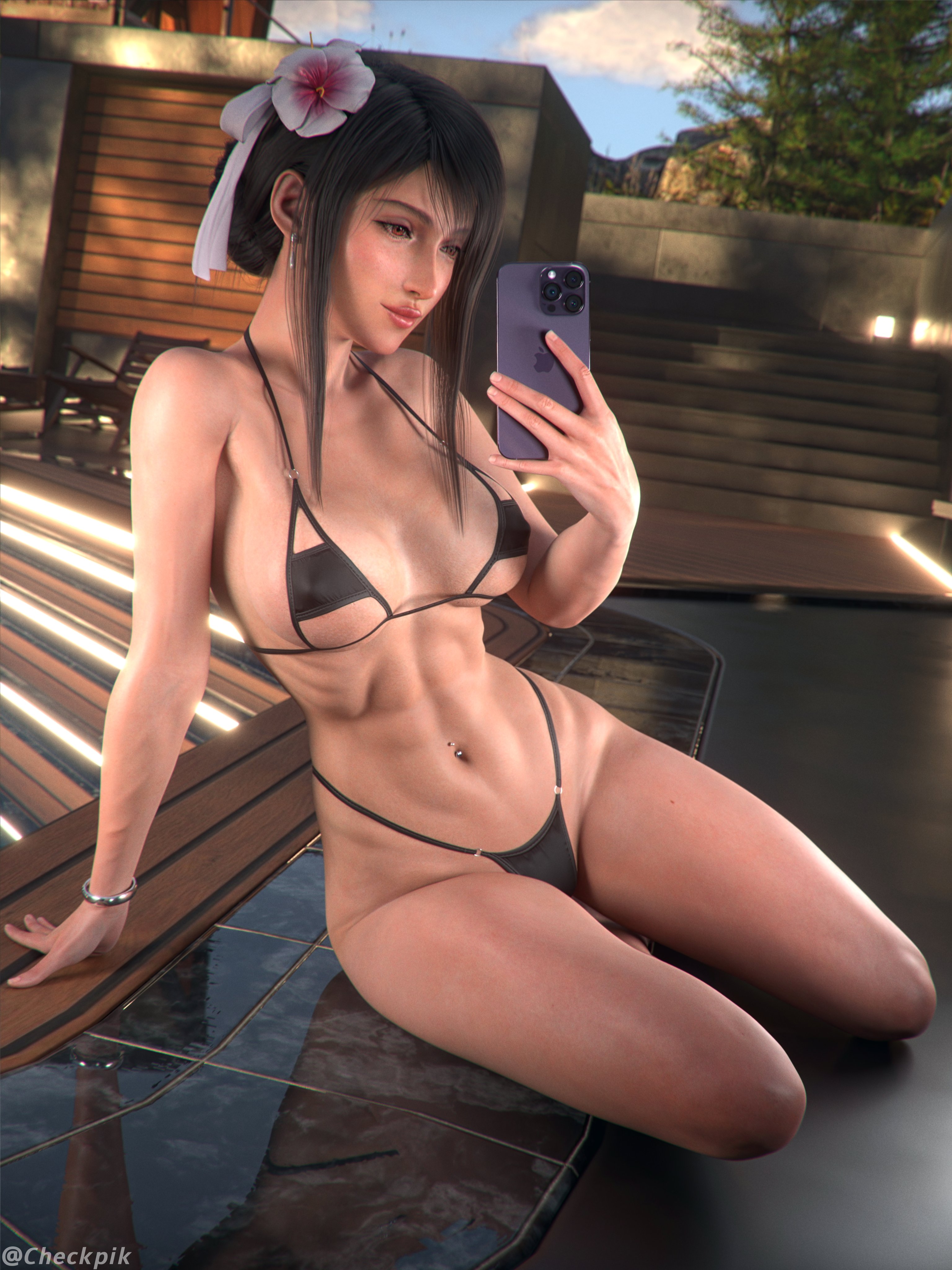Tifa Lockhart showing off her athletic body