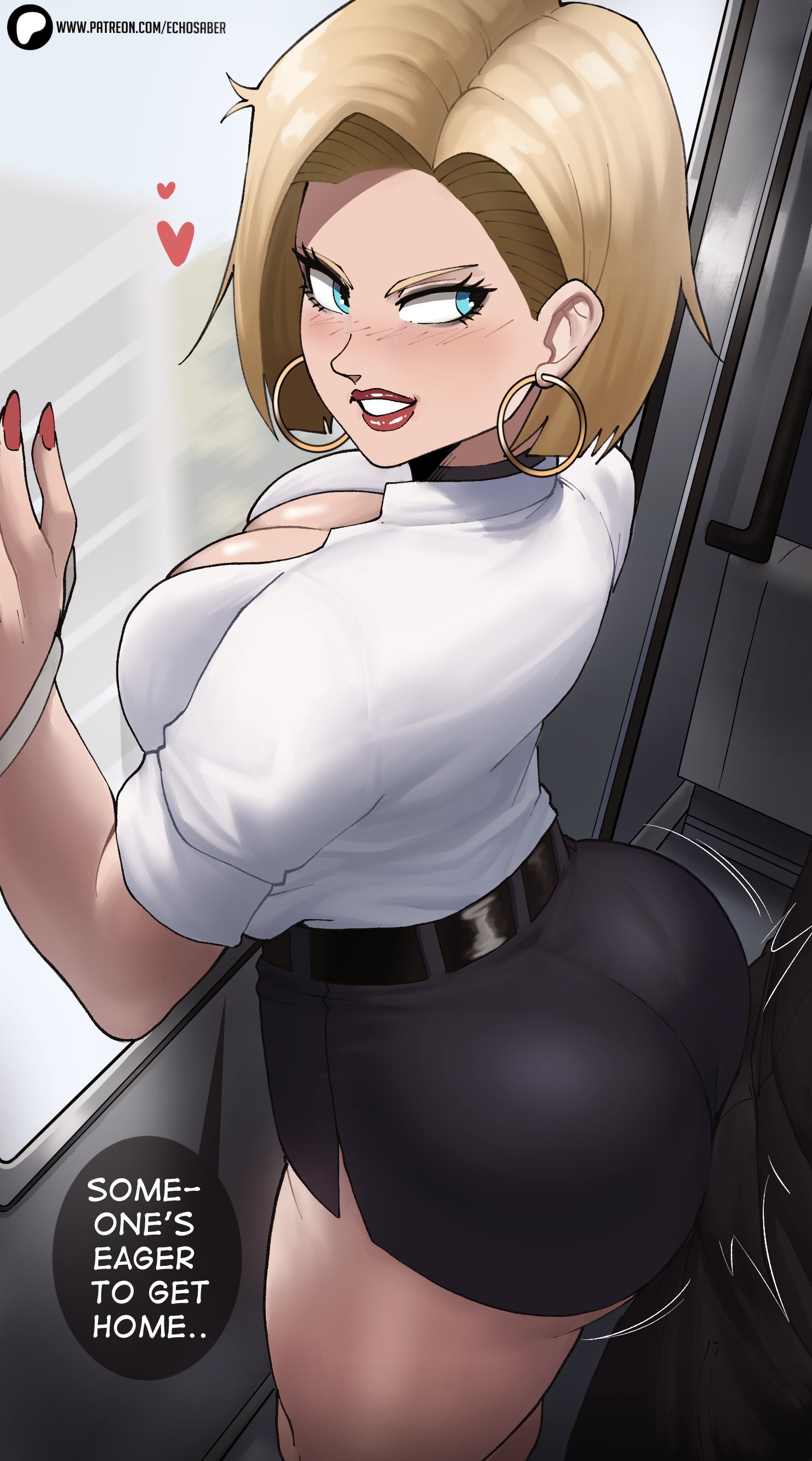 Android 18 giving a buttjob on a train